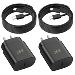 2-Pack 25W USB-C Super Fast Charger Adapter W/ 6-Ft Charging Cord
