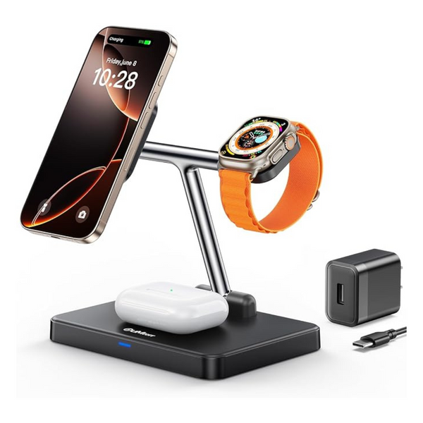 3-In-1 Foldable Wireless Charging Station For Mag-Safe Charger