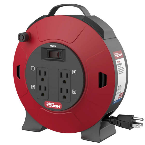 25-Ft Retractable Cord Reel With 4 Outlets