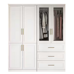 2-Combination White Wood 63.3" W 6-Door Big Armoires