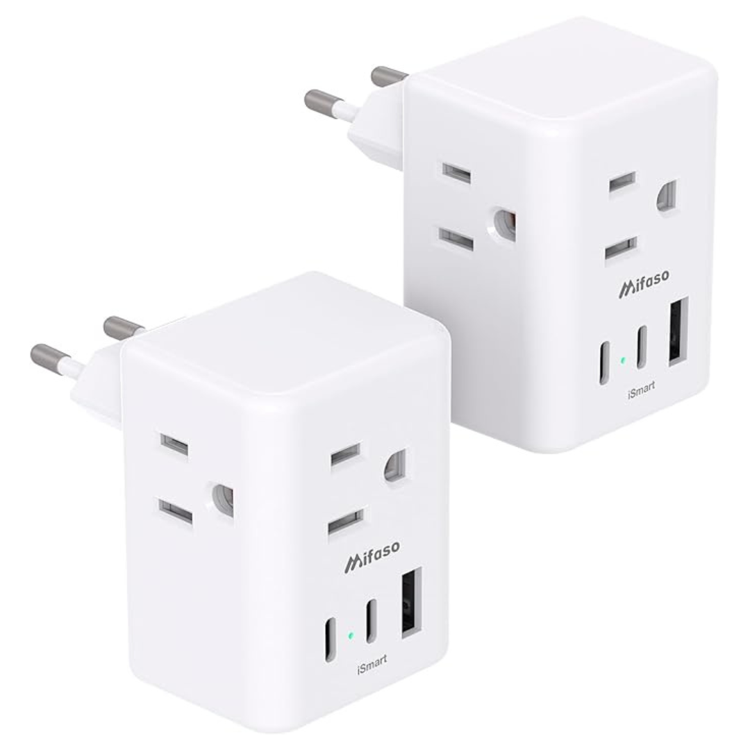 2-Pack European Travel International Power Plug Adapter