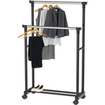 Simple Houseware Double Rod Portable Clothing Hanging Garment Rack