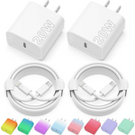 2-Pack 20W PD USB-C Wall Charger Adapter with 6" Lightning Cable