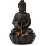 Glitzhome Outdoor 2 Tier Zen Style Buddha Water Fountains