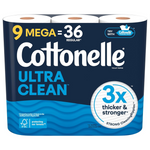 Cottonelle Ultra Clean Toilet Paper (9 Mega Rolls = 36 Regular Rolls)