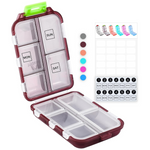 10-Compartments Small Fold Travel Pill Organizer Box W/ Labels