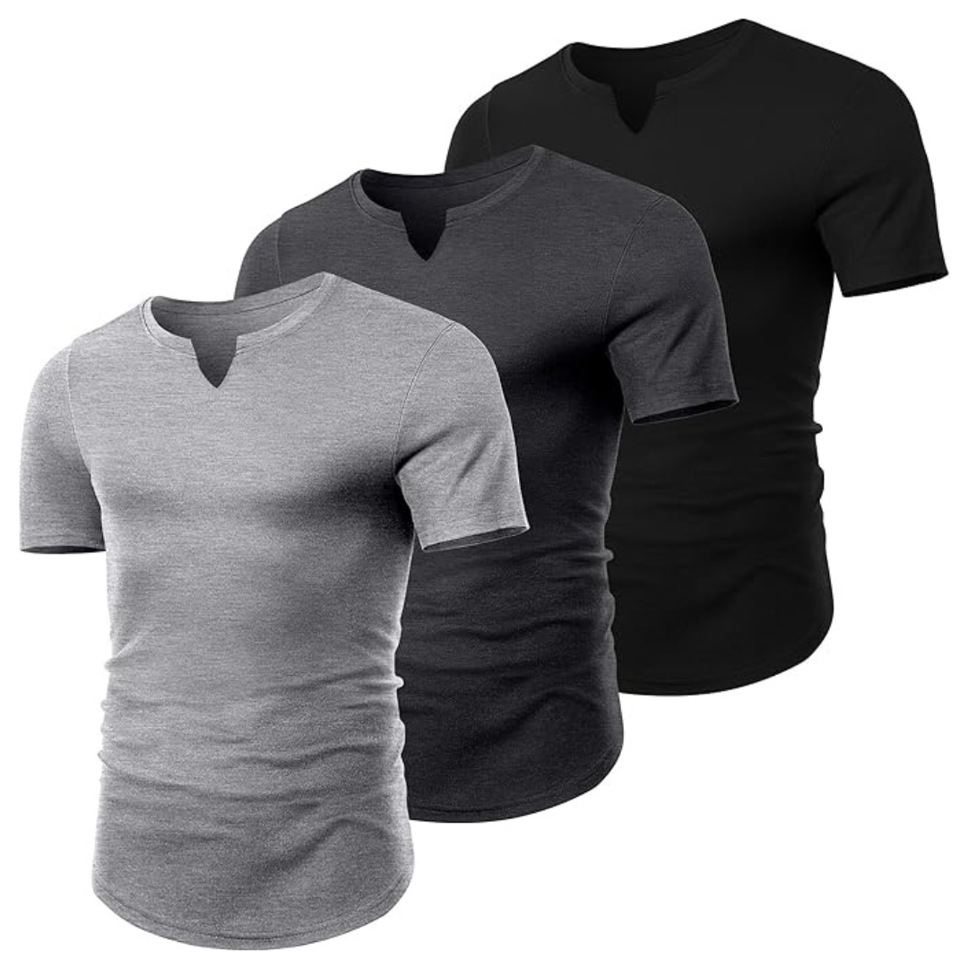 3-Pack Men's Short Sleeve Muscle Slim Fit Shirts