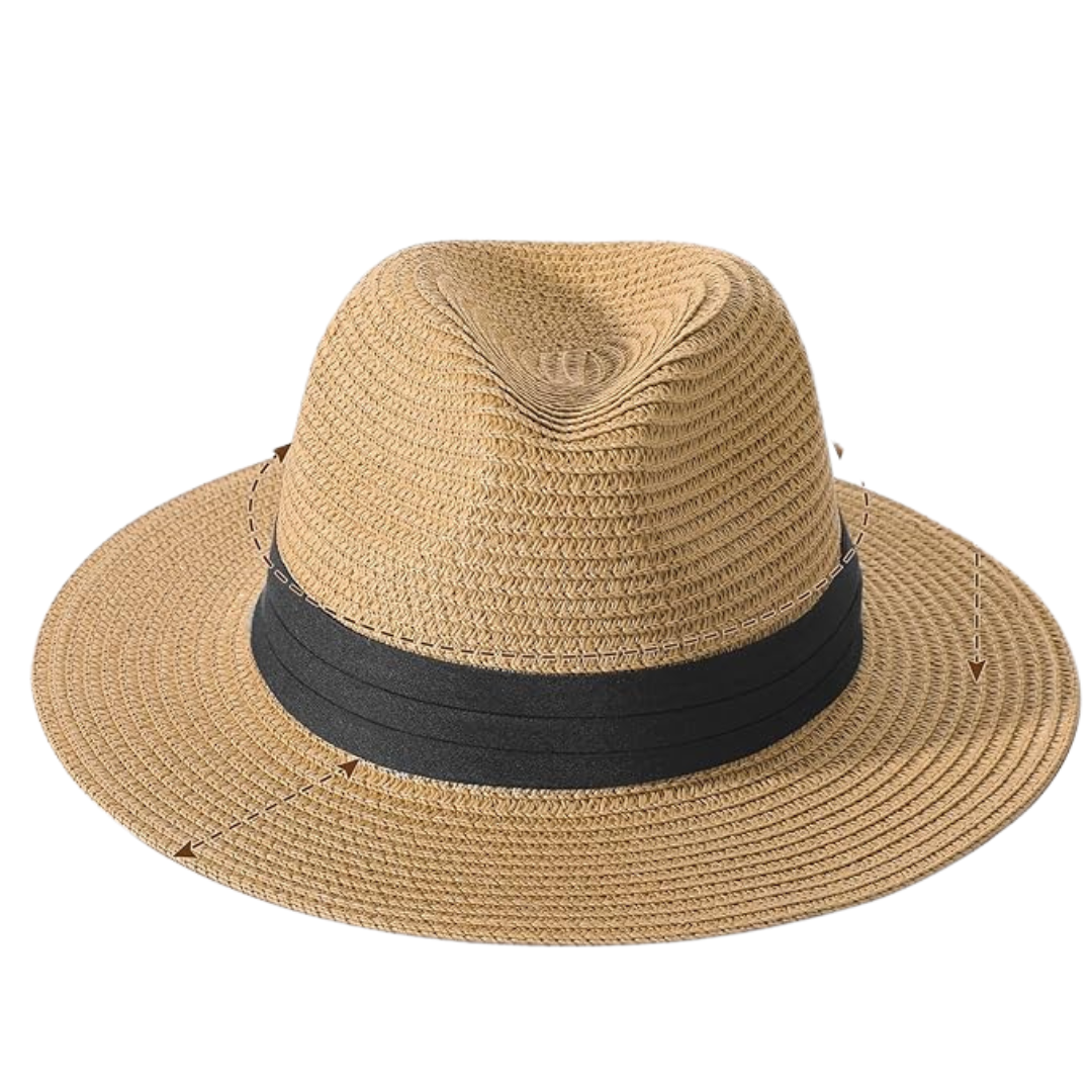 Women's Wide Brim Fedora Straw Beach Sun Hat