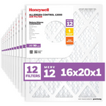 12-Pack Honeywell 16 x 20 x 1 MERV 12 Pleated HVAC Furnace Air Filter