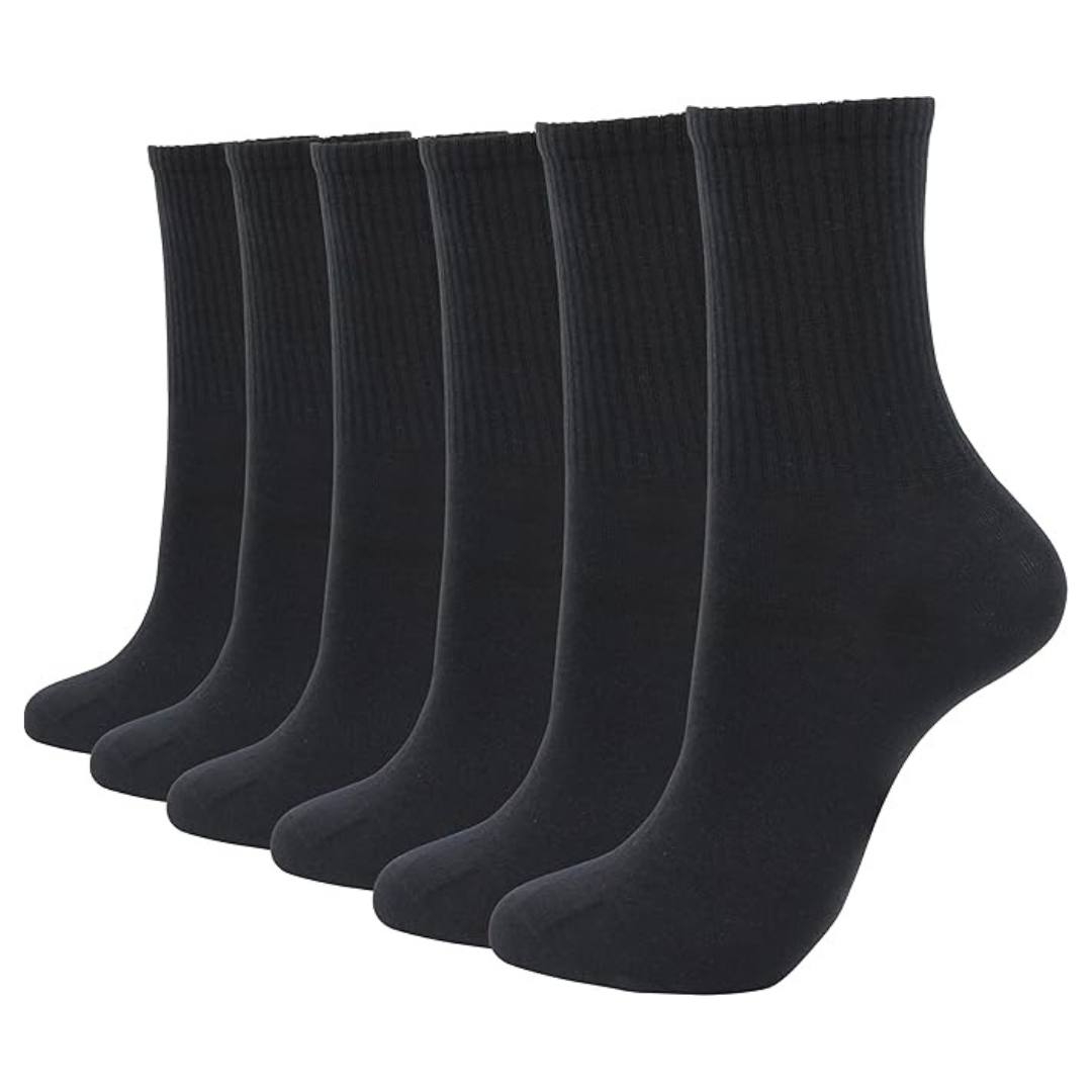 6 Pairs Of Women's Thin Crew Socks (5 Colors)