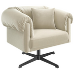 Yaheetech Swivel Velvet Armchair With Pillow
