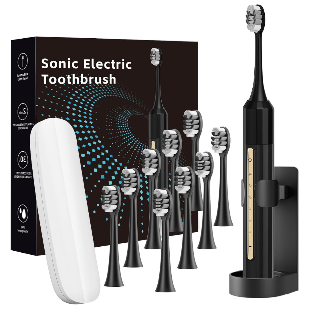 Sonic Electric Toothbrush With 10 Brush Heads