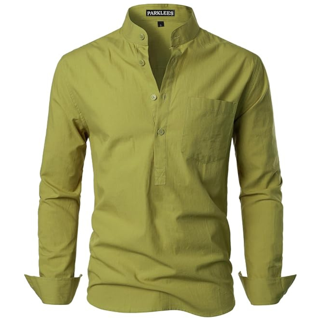 Men's Cotton Slim Fit Henley Lightweight Long Sleeve Shirt
