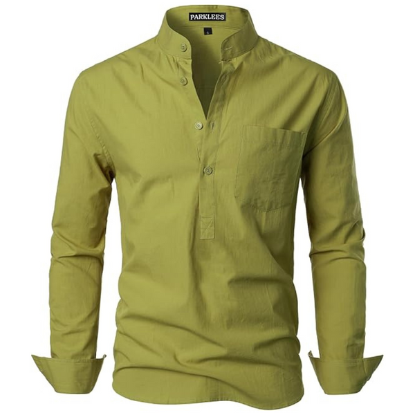 Men's Cotton Slim Fit Henley Lightweight Long Sleeve Shirt