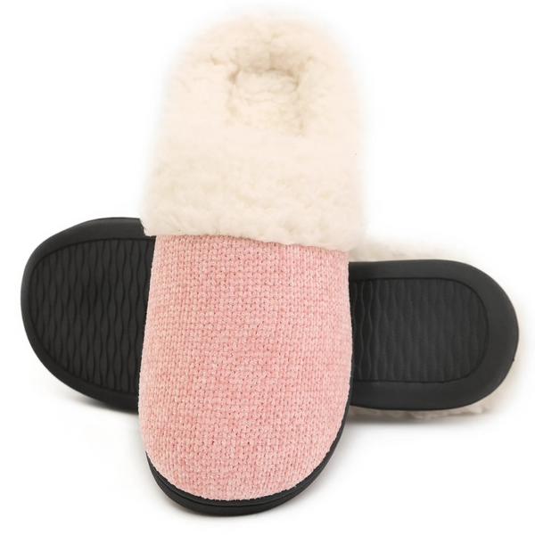 Wall Qmer Women's Warm Knit Memory Foam House Slippers