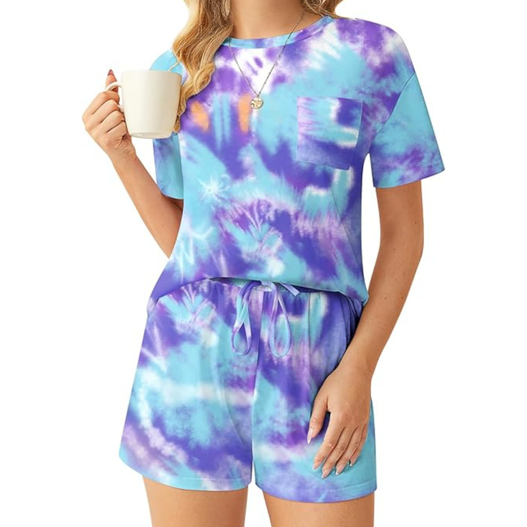 Two Piece Tie Dye Pajamas Set for Women