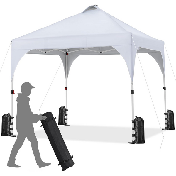 Yaheetech 10x10ft Pop-Up Canopy Tent with Solar LED Lights