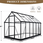 Walk-in 12ft x 8ft Polycarbonate Greenhouse w/Roof Vent