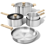 7-Piece Carote Stainless Steel Cookware Pots & Pans Set w/ Glass Lids