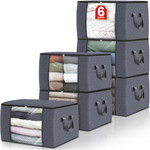 6-Pack Fab Totes Foldable Thick Fabric Clothes Storage Bags