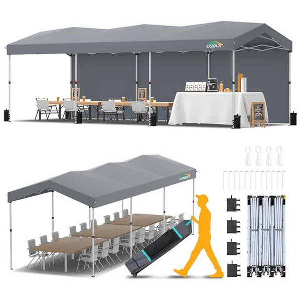 Cobizi 10ft x 30ft Pop up Canopy With 3 Sidewalls