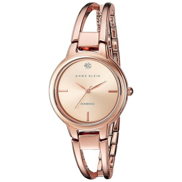 Anne Klein Diamond-Accented Dial Rose Women's Bangle Watch
