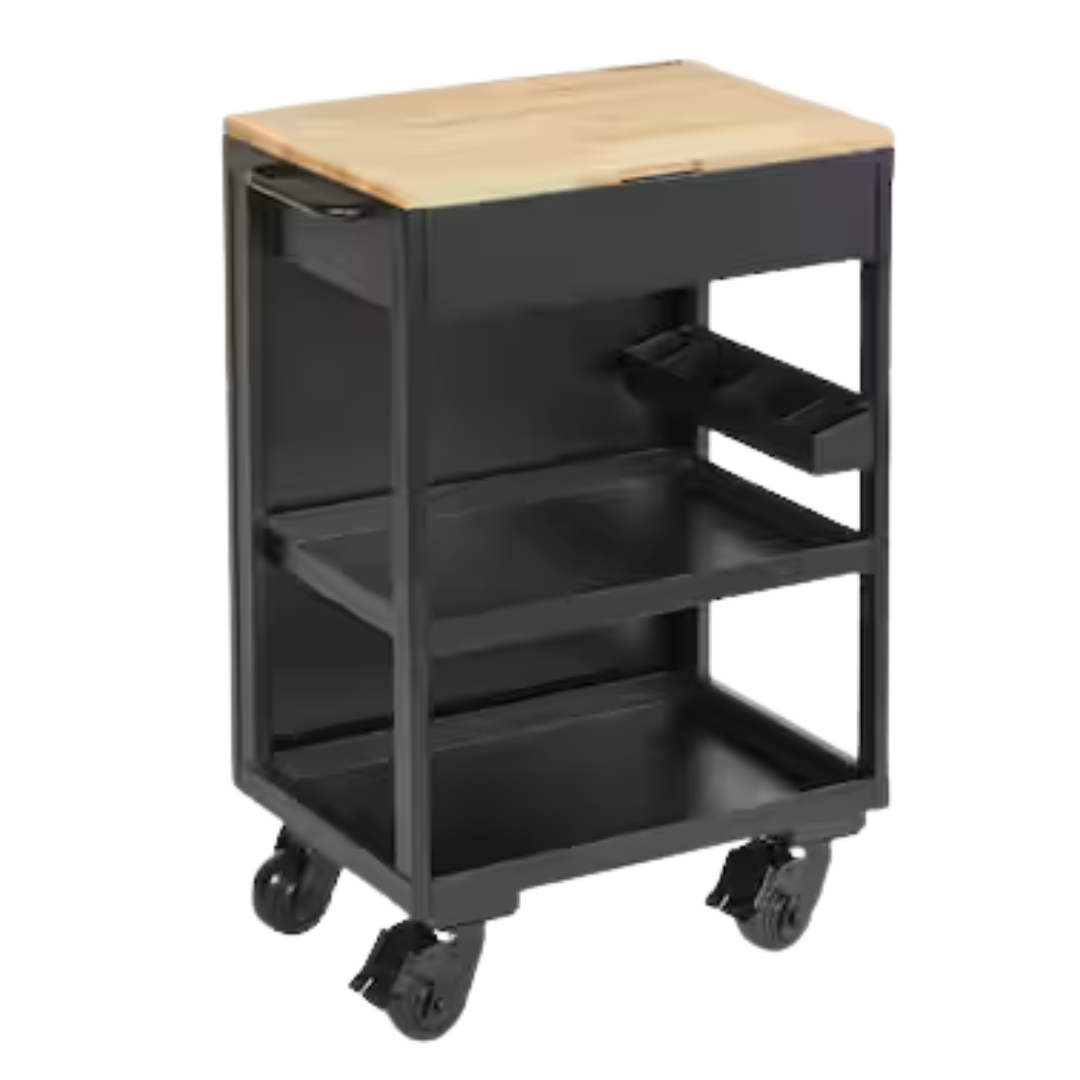 Husky Heavy Duty Welded Utility Cart With Wooden Top