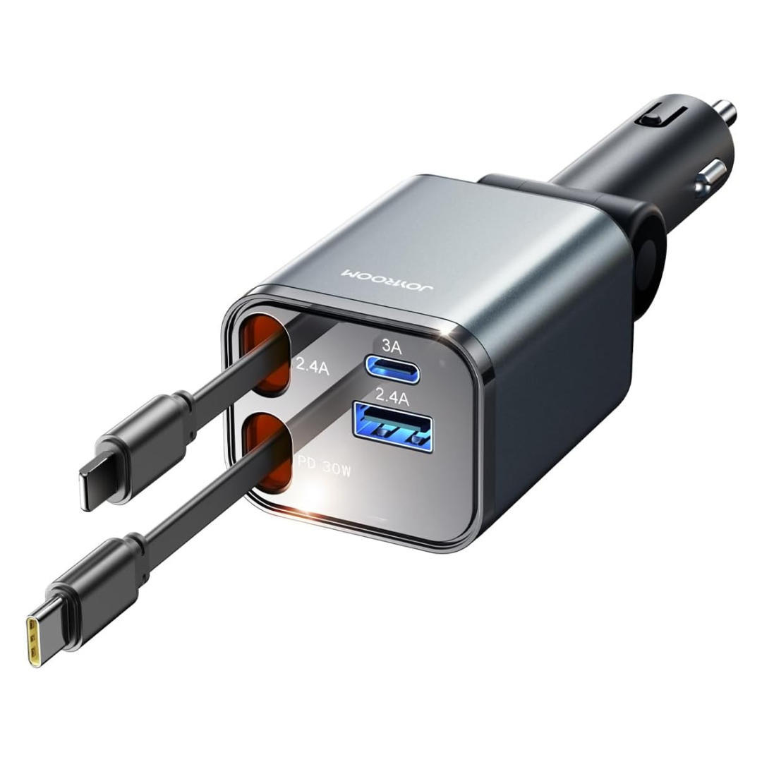2025 Ultra-Compact 69W USB-C Retractable Car Charger