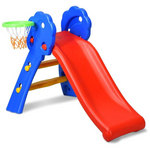 Baby Joy Plastic Play Folding Slide (Floral Rail +Basketball Hoop)