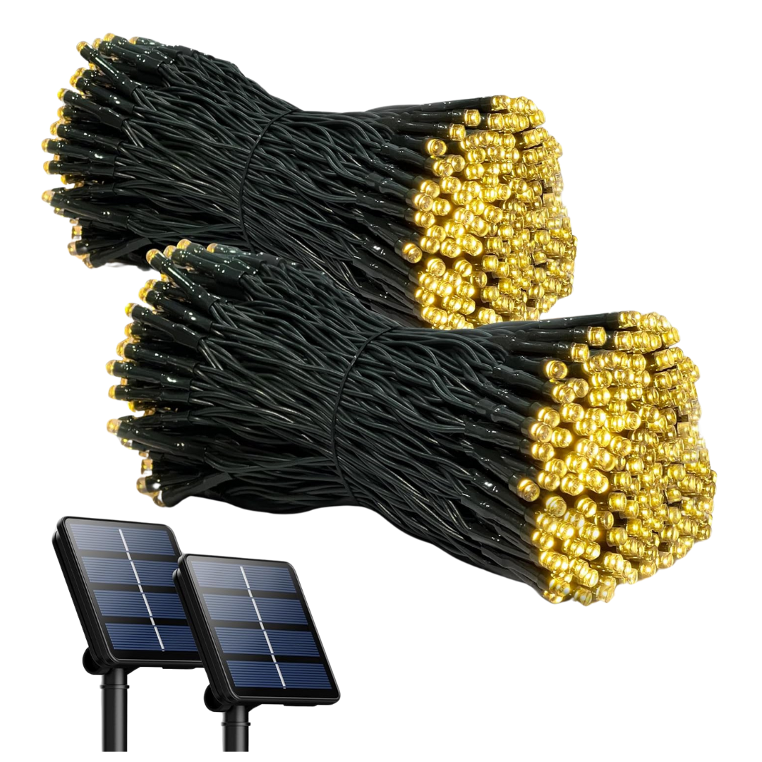 2-Pack 72ft 200 LED Extra-Long Solar Powered Lights