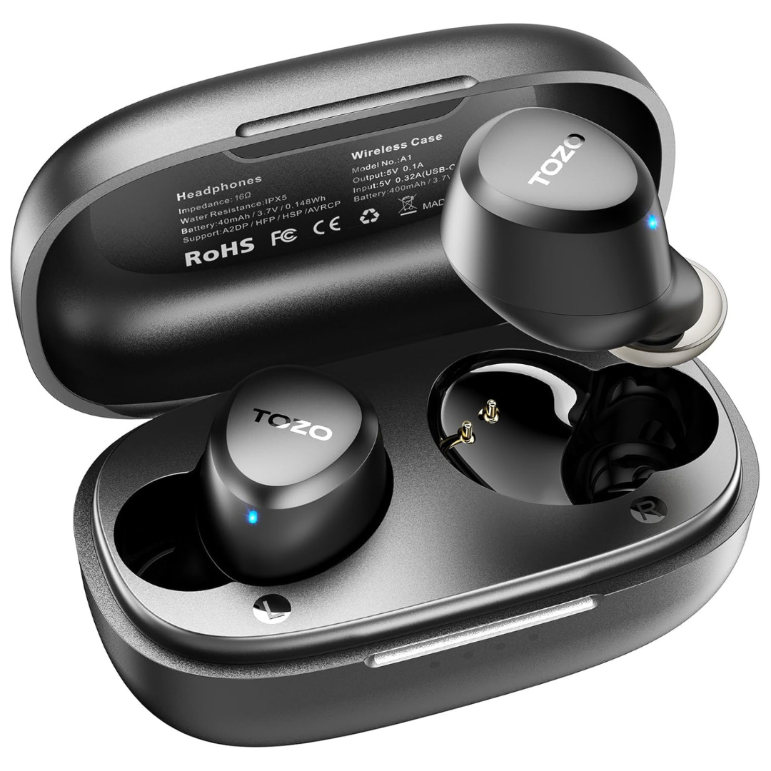 Tozo A1 Bluetooth 5.3 In-Ear IPX5 Earbuds W/ Charging Case