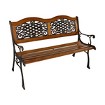 Sunnydaze 49" Cast Iron & Wood 2-Person Garden Bench