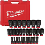 29-Pc. Milwaukee Shockwave 1/2 in. Drive Metric 6 Point Impact Socket Set