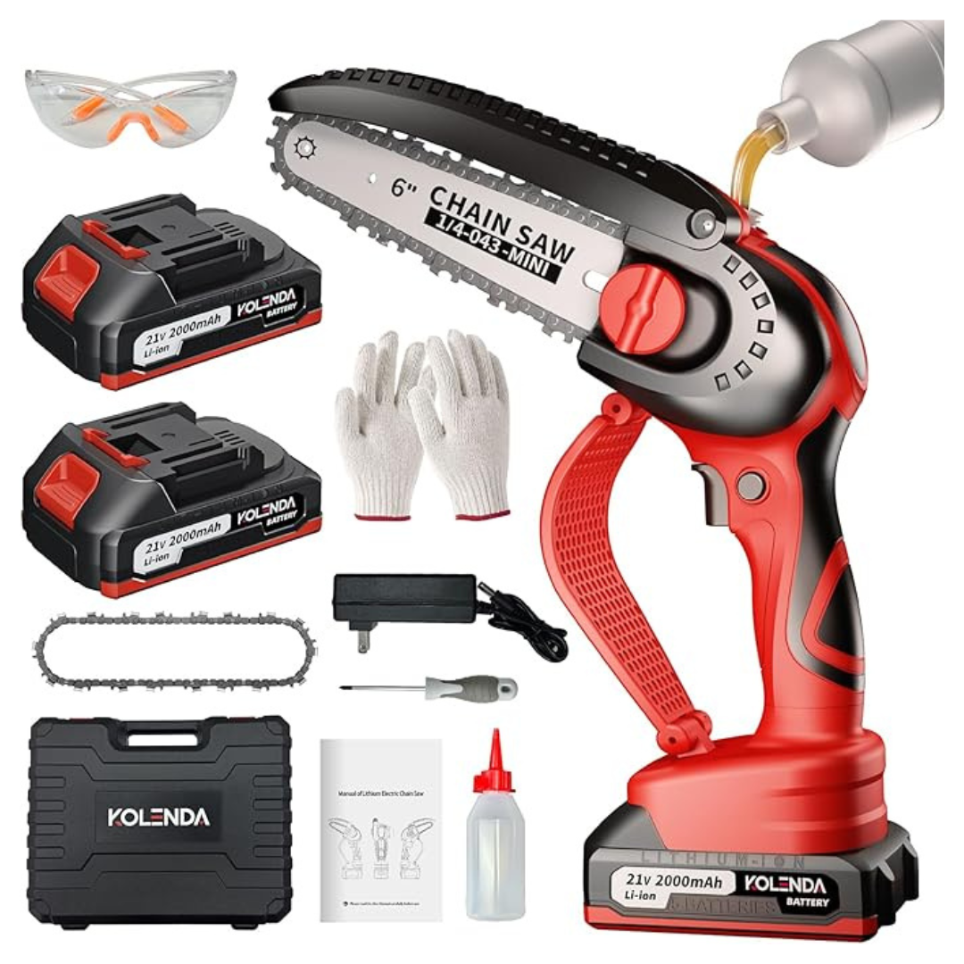 6" Portable Handheld Cordless Mini Chainsaw With 2 Batteries