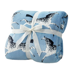 Cozy Bliss Light Blue Queen Size Printed Throw Blanket (90"x90")