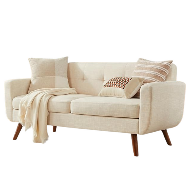 Mid Century Modern 65" Tufted Upholstered Loveseat (Beige)