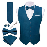 Men's Suit Vest Linen Formal Waistcoat Tie Bow Tie Set