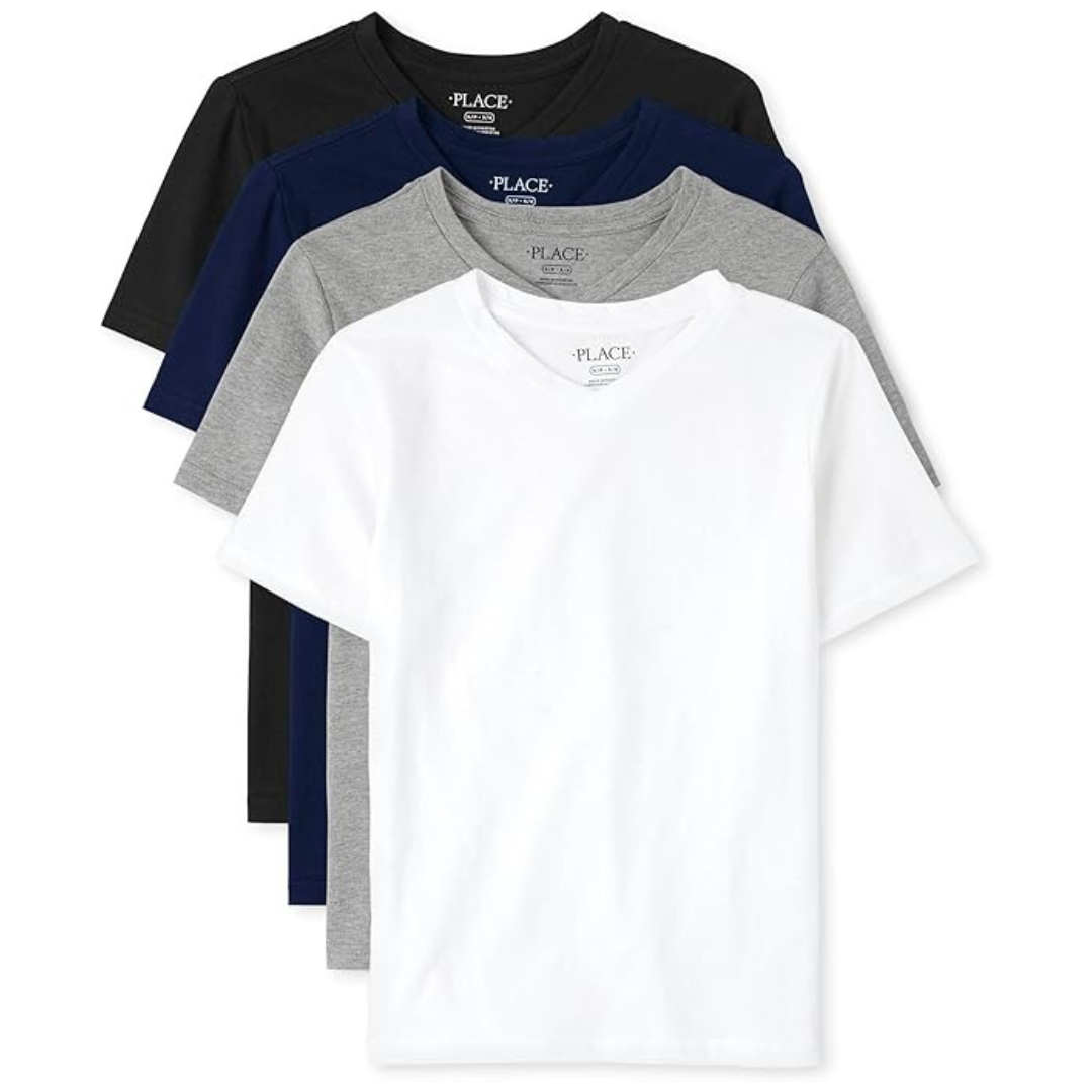 4-Pack The Children's Place Boys Basic Short Sleeve Vneck T-Shirt