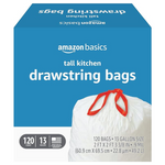 120-Count Amazon Basics 13-Gallon Kitchen Drawstring Trash Bags