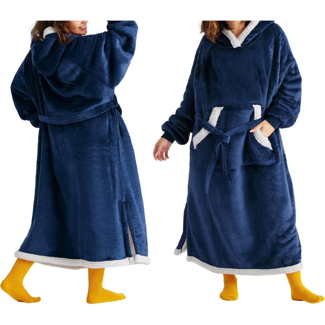 Bedsure Women's Wearable Cozy Long Hooded Blanket Hoodie