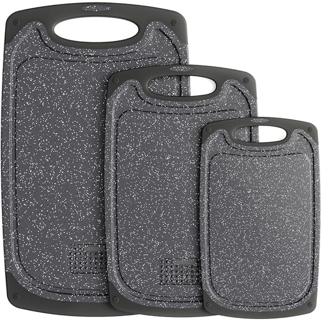 3-Piece Non-Slip Rubber Cooking Cutting Board Set