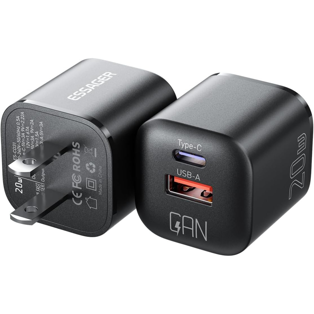 2-Pack 20W Dual Port USB-C Adapter