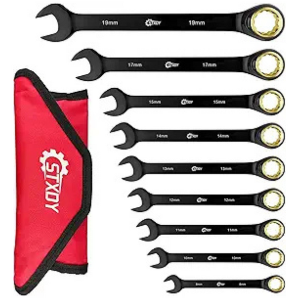 9-Piece Anti-Slip Ratcheting Combination Wrench Set