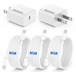 2-Pack 20W USB-C Charger Block With 10ft USB-C Cable