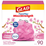 90-Count 13-Gal Glad ForceFlex MaxStrength Tall Kitchen Drawstring Trash Bags