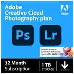 1-Year Adobe Creative Cloud Photograpy Plan 1TB Cloud Storage (Digital Download)
