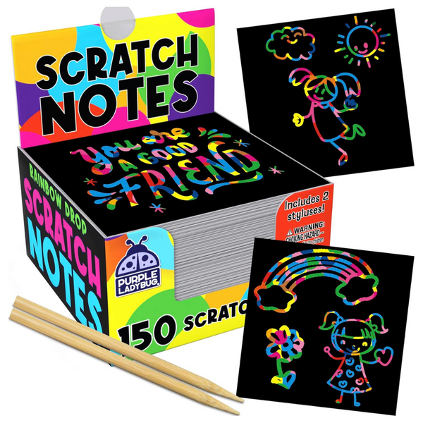 150-Count Purple Ladybug Scratch Art Mini Notes Set (Rainbow)