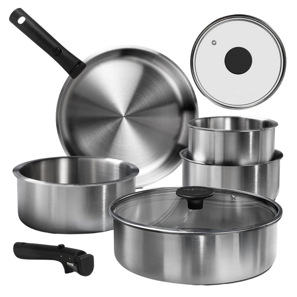 Stainless Steel Cookware Set W/ Detachable Handle