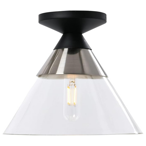 Theo Metal And Conical Glass Flush Mount Ceiling Light