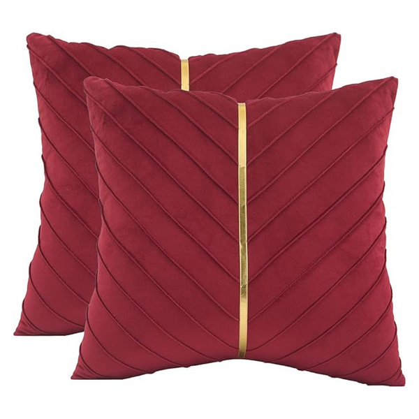2-Pack 24" x 24" Velvet Throw Pillow Covers With Gold Couch